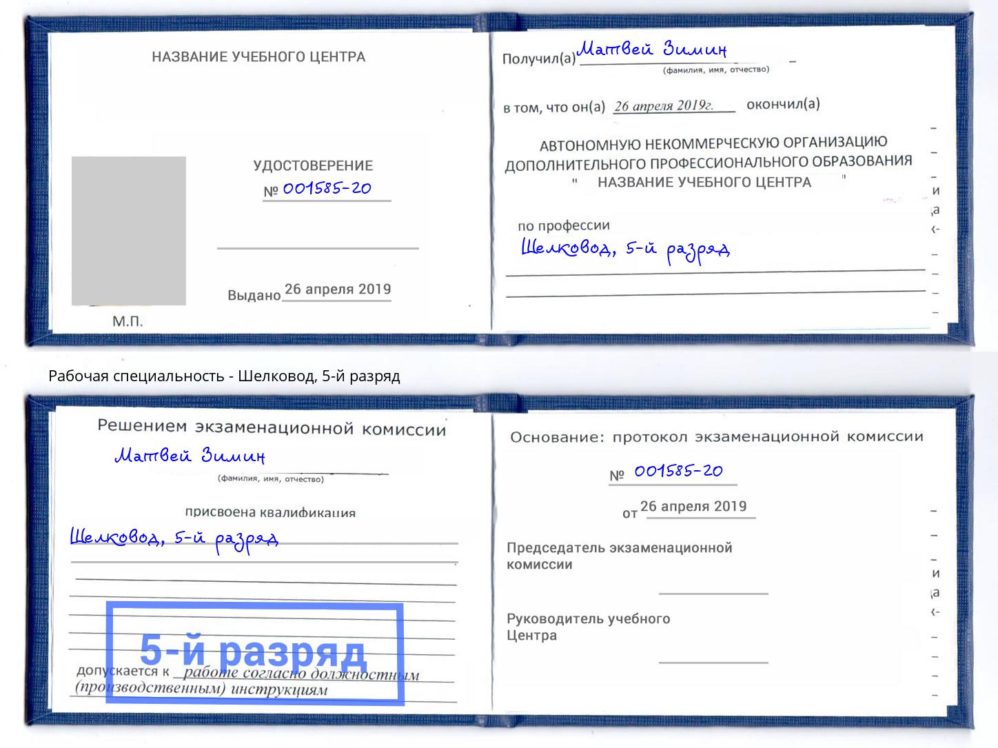корочка 5-й разряд Шелковод Самара