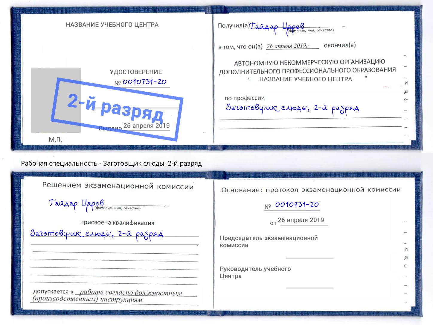 корочка 2-й разряд Заготовщик слюды Самара