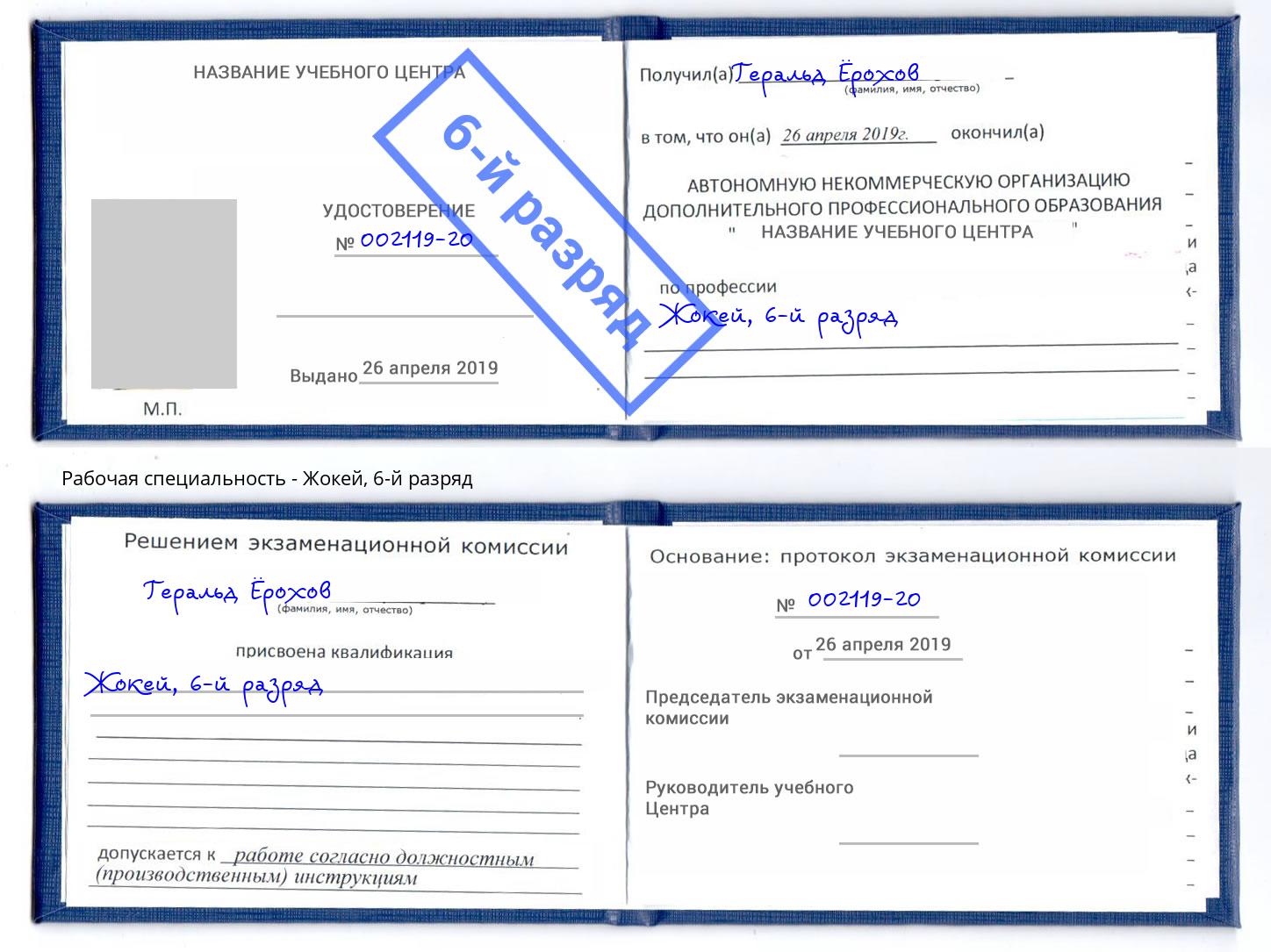 корочка 6-й разряд Жокей Самара