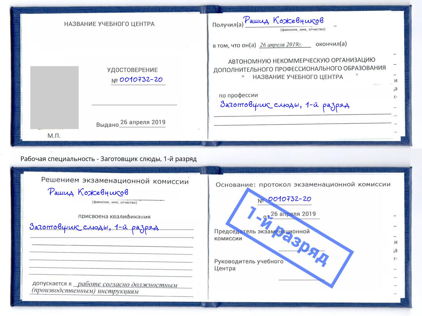 корочка 1-й разряд Заготовщик слюды Самара