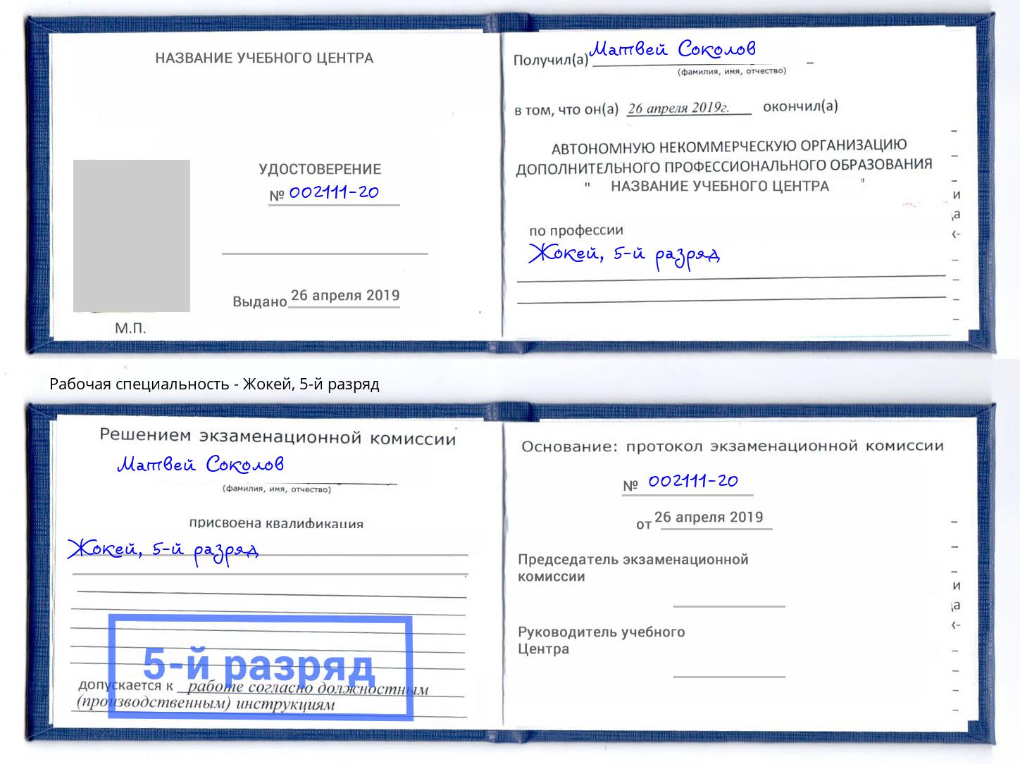 корочка 5-й разряд Жокей Самара