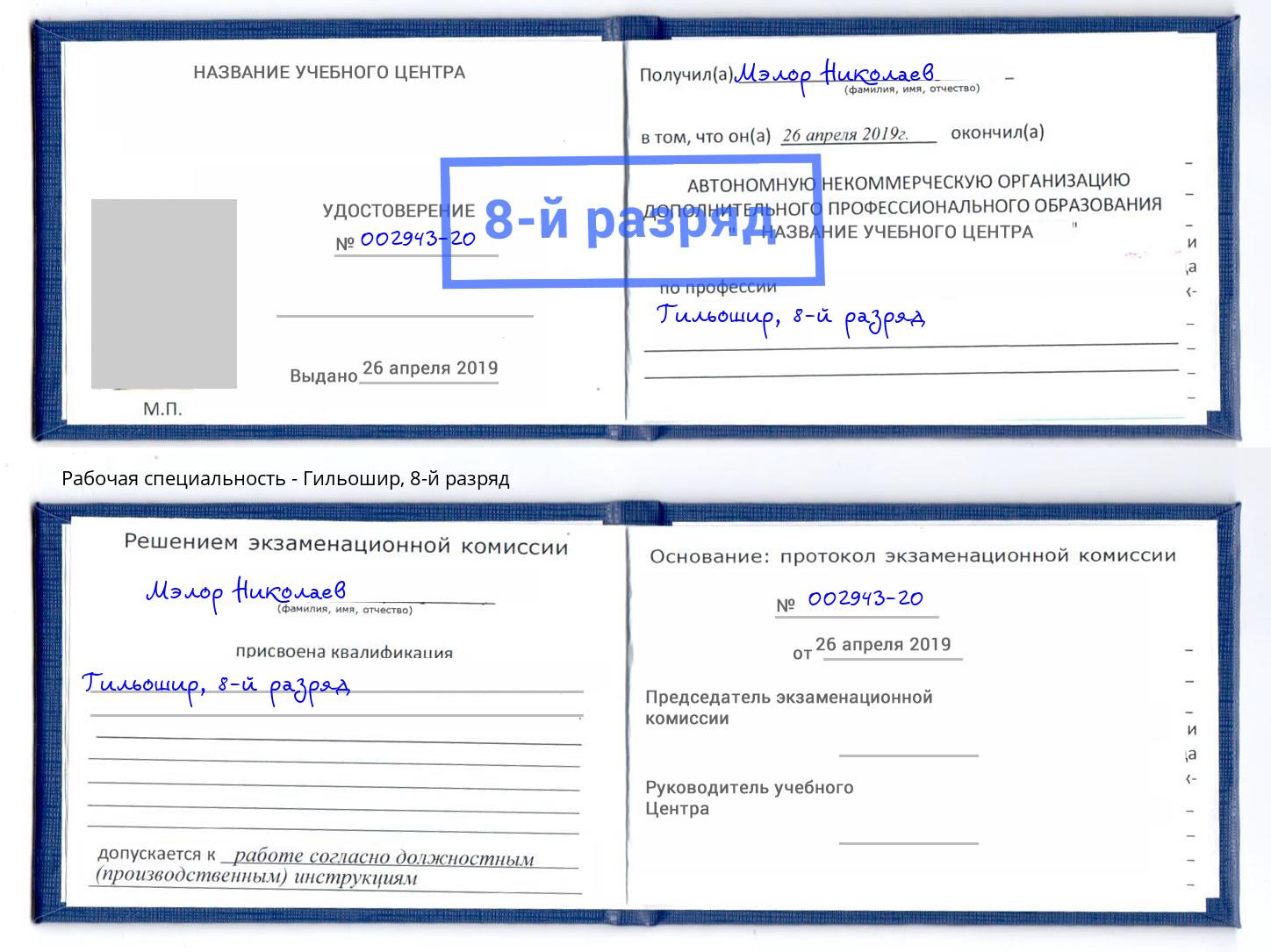 корочка 8-й разряд Гильошир Самара